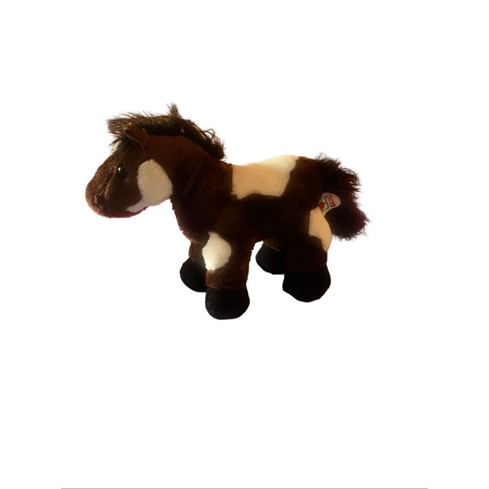 GANZ Webkinz Brown Black White Pinto Horse Pony Plush Stuffed Animal 9"